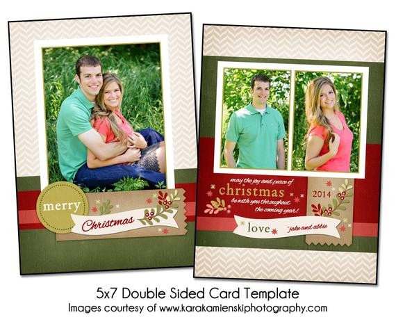Christmas Card Template CHRISTMAS BERRIES 5x7 Double Sided