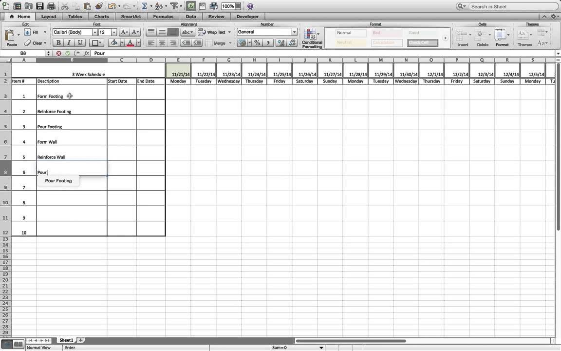 How to Build a Simple Three Week Rolling Schedule in Excel