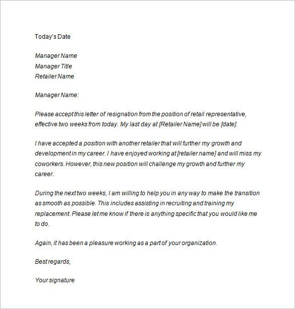 Two Weeks Notice Letter 10 Free Sample Example Format