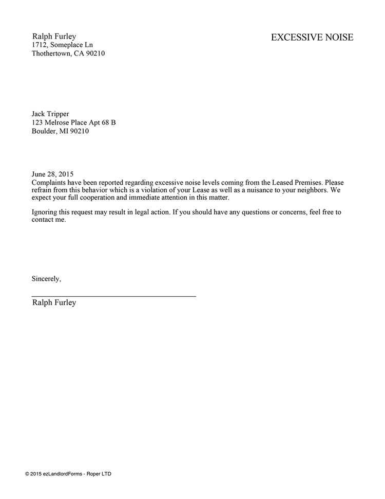 Unauthorized Tenant Letter Template