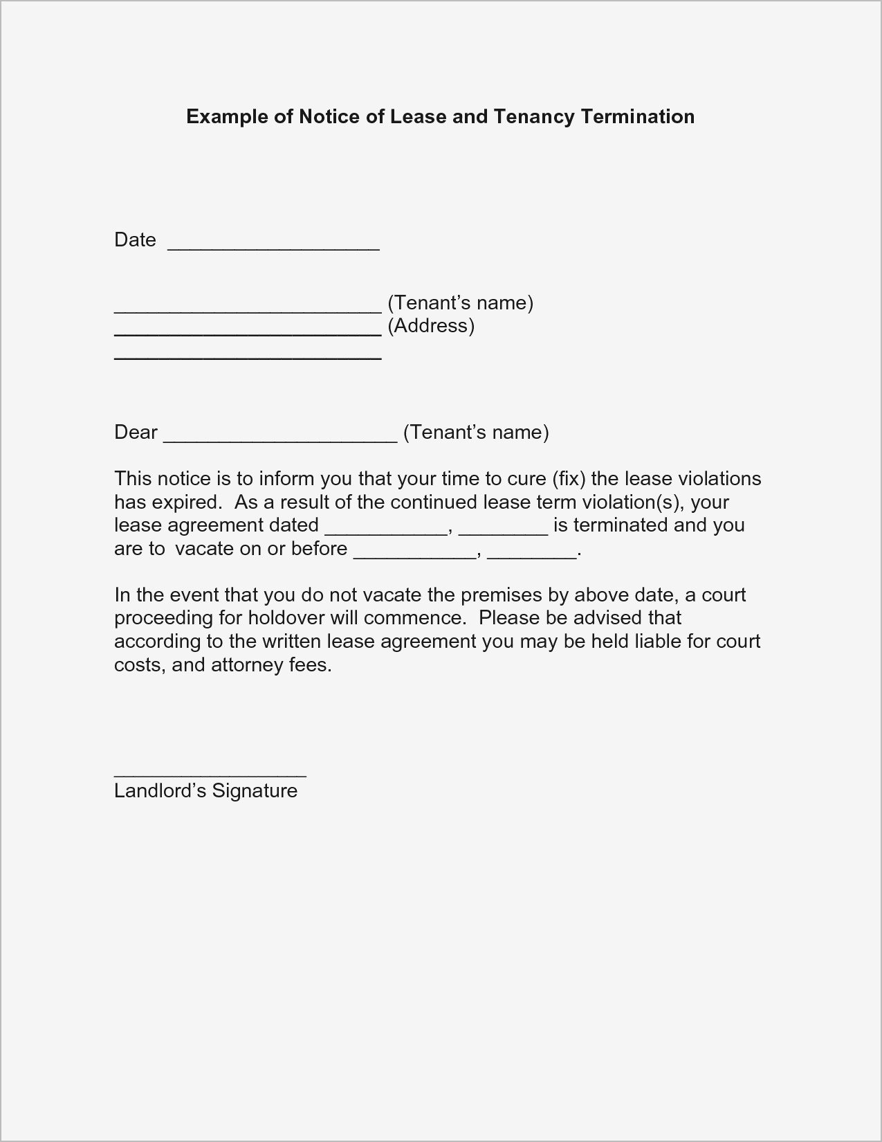 Unauthorized Tenant Letter Template Samples