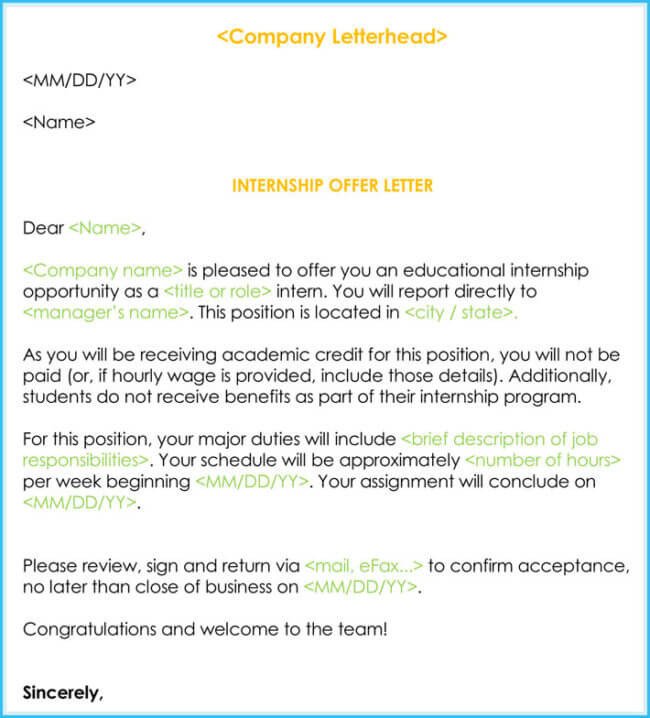 Internship fer & Appointment Letter Template 7