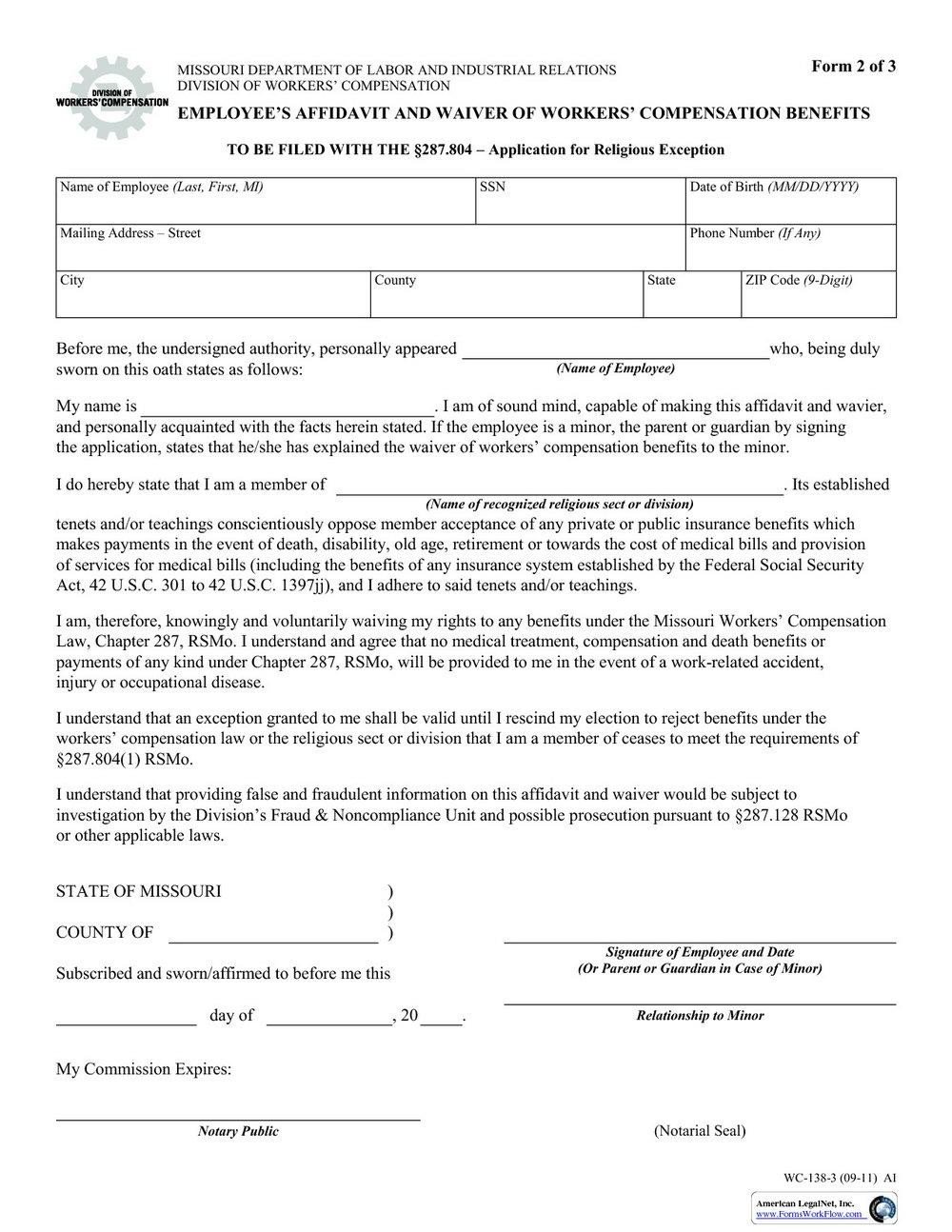 Workers pensation Waiver Form New York