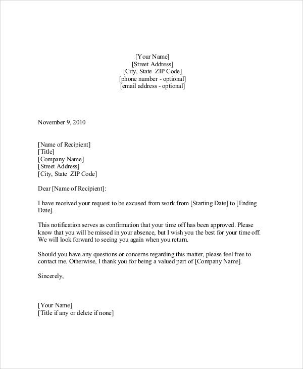 9 Sample Vacation Request Letters PDF DOC Apple Pages