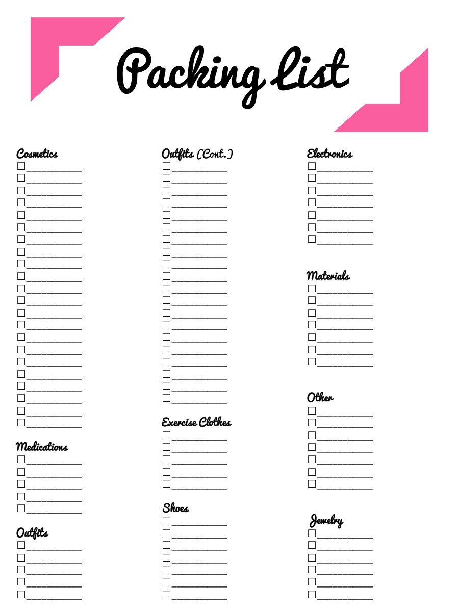 21 Free Packing List Template Word Excel Formats