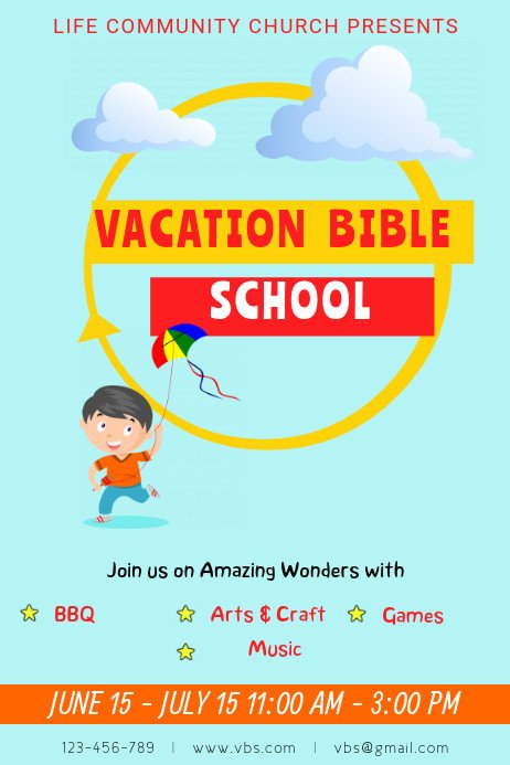 Blue Vacation Bible School Template