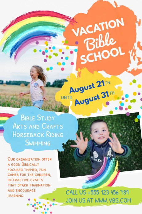 Colorful Vacation Bible School Poster Template