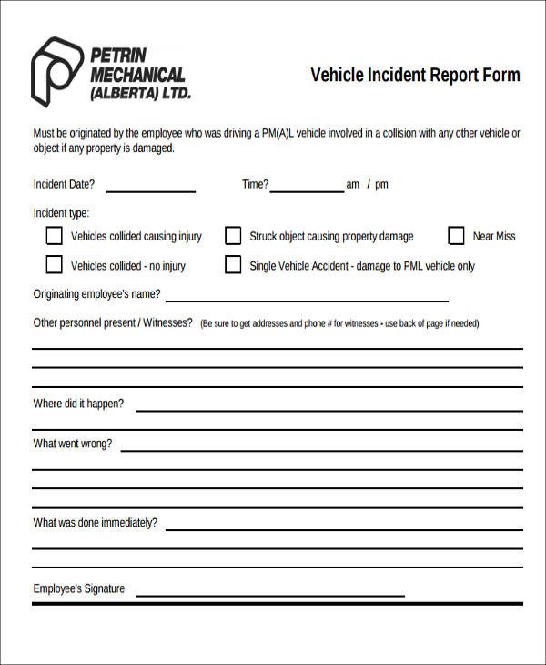 59 Incident Report Formats PDF Word Docs