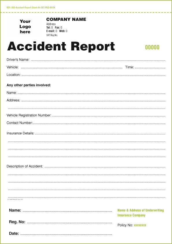 TEMPLATES for Accident Report Book and Vehicle Condition