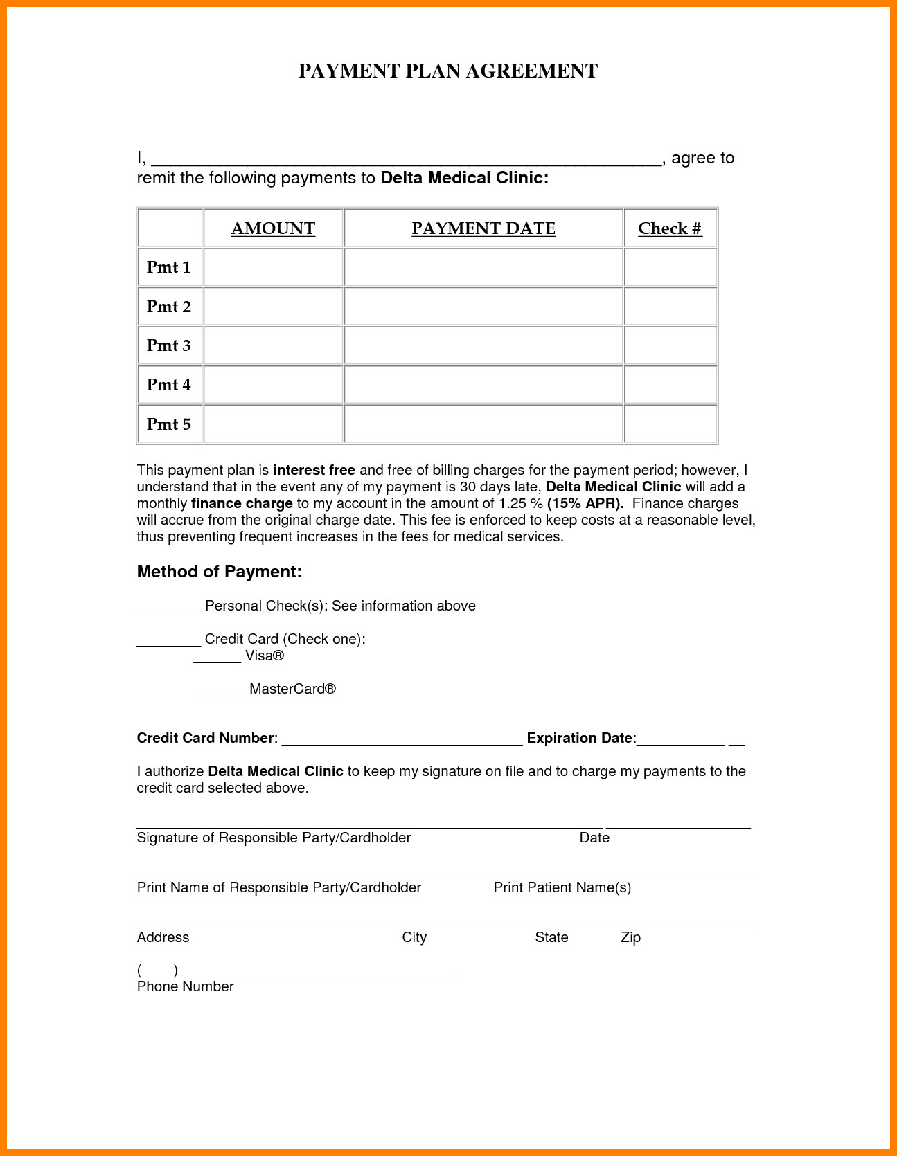5 simple payment plan agreement template