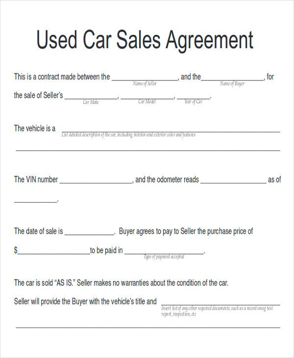 Sample Car Sales Contract 12 Examples in Word PDF
