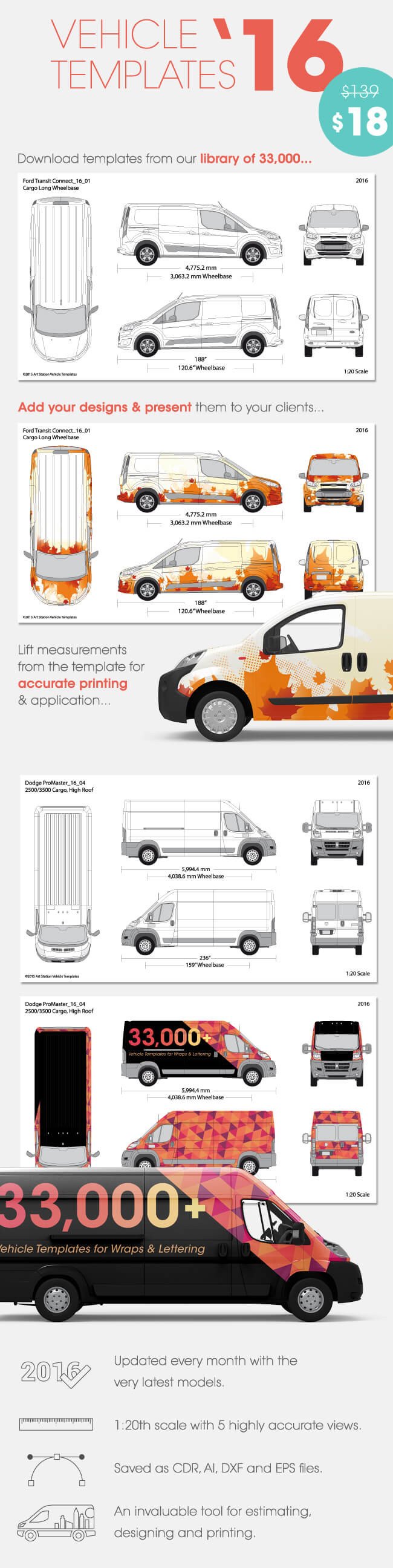 Download 50 Vehicle Templates for Wraps and Lettering from