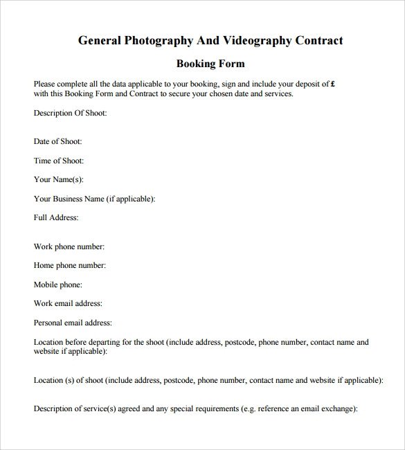 Videography Contract Template 10 Download Free