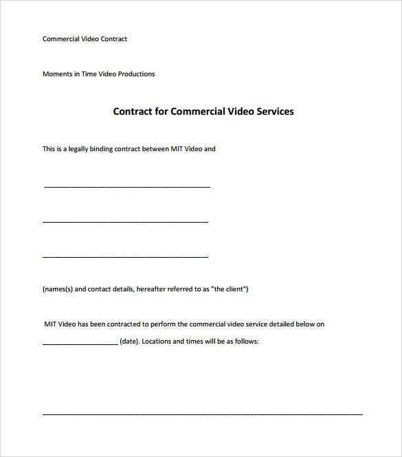 Videography Contract Template 9 Download Free Documents