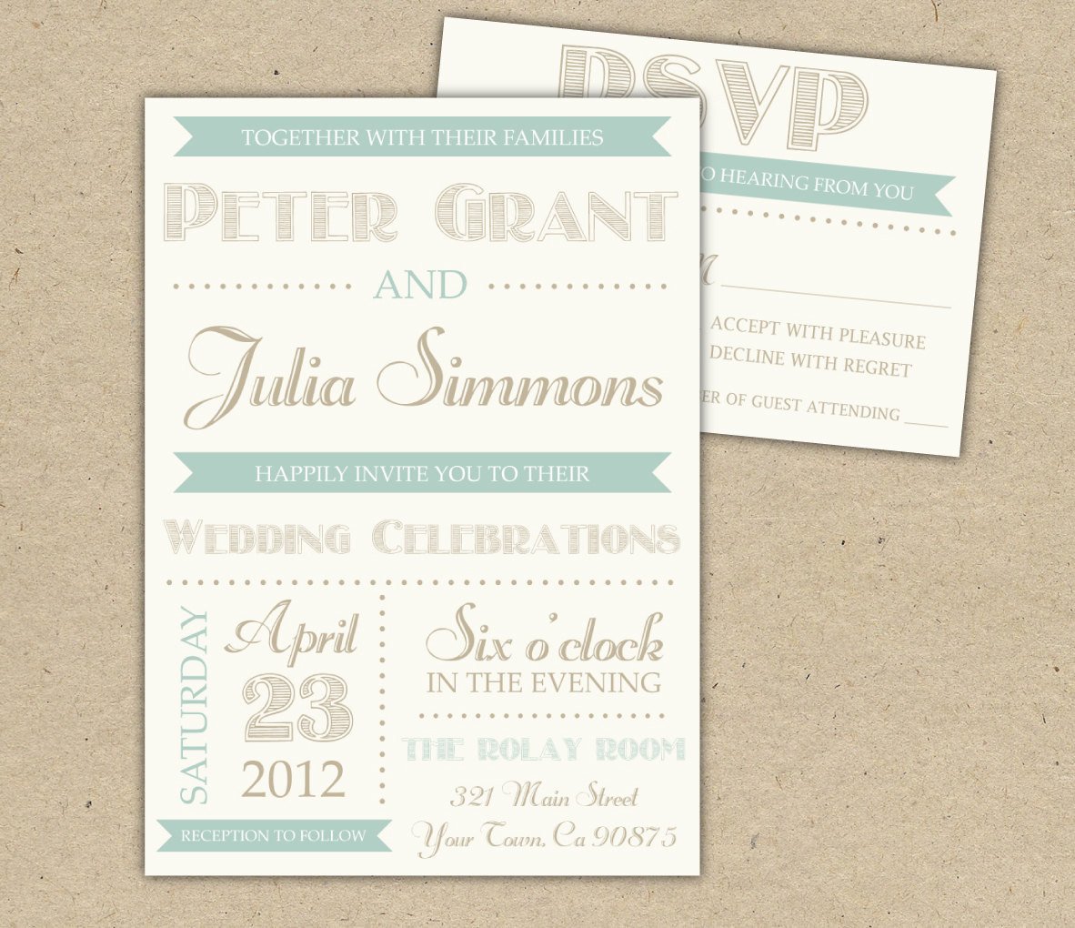 Vintage Wedding Invitation DIY printable template printed