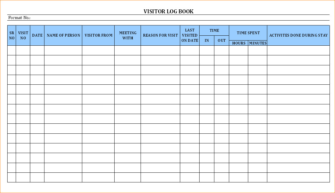 6 visitor log book