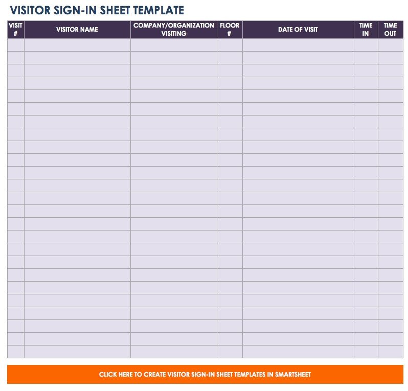 Free Sign in and Sign up Sheet Templates