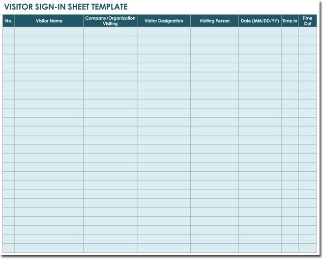 20 Sign in Sheet Templates for Visitors Employees Class