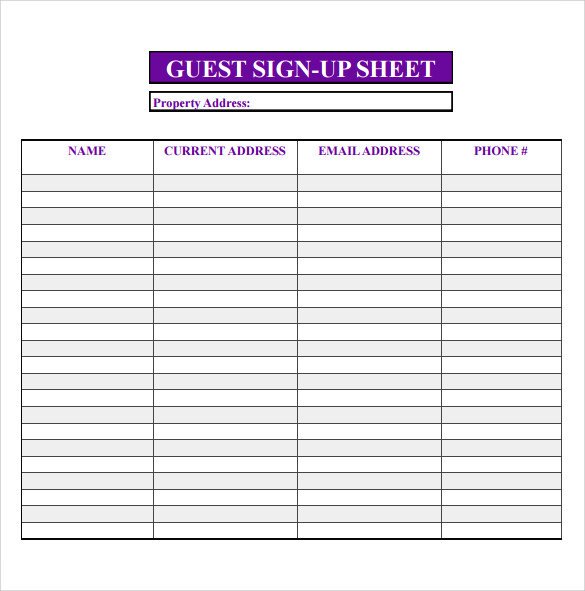 Sample Open House Sign in Sheet 14 Documents in PDF
