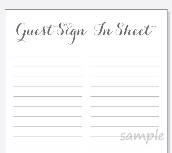 DIY Guest Sign In Sheet Printable for a Wedding Bridal