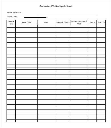 Visitor Sign In Sheet Template 13 Free Word PDF