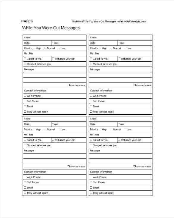 10 Telephone message templates Word Excel PDF Formats