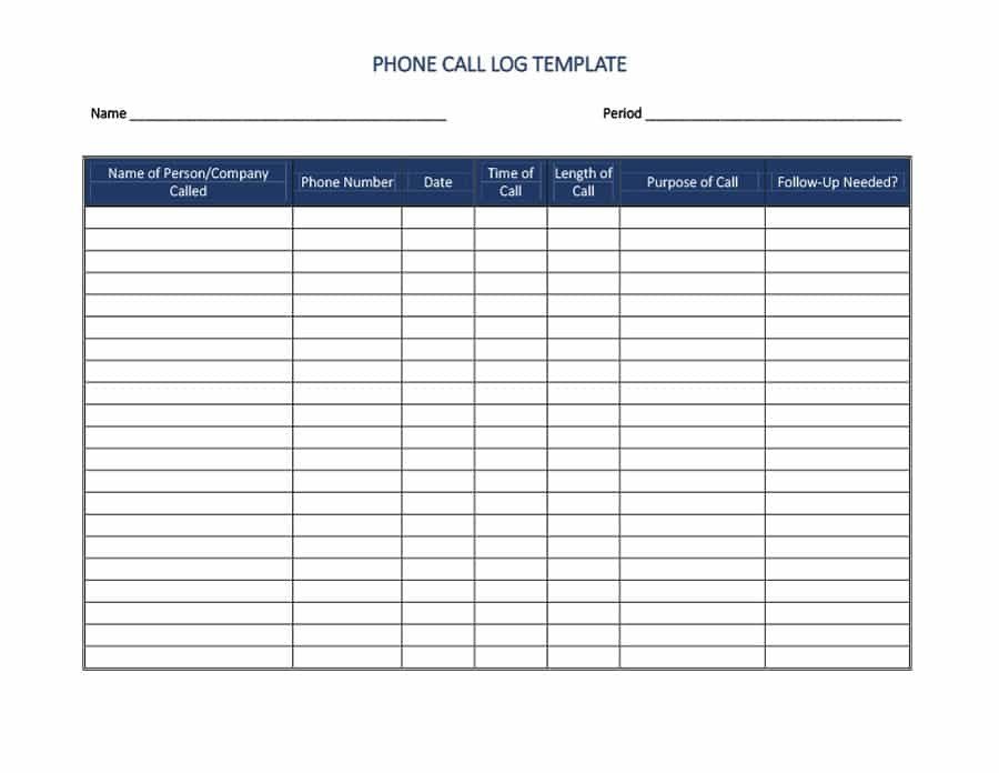 40 Printable Call Log Templates in Microsoft Word and Excel