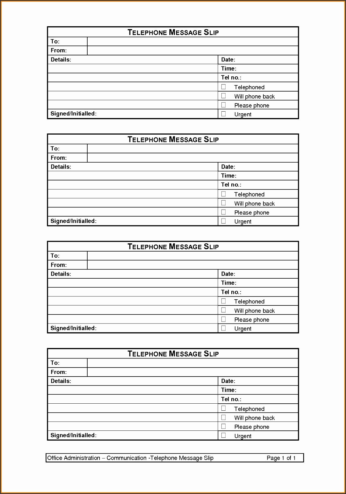 8 Telephone Message format SampleTemplatess