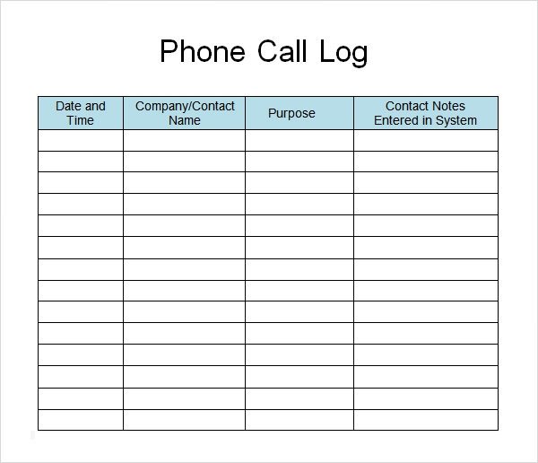 Sample Call Log Template 11 Free Documents in PDF Word