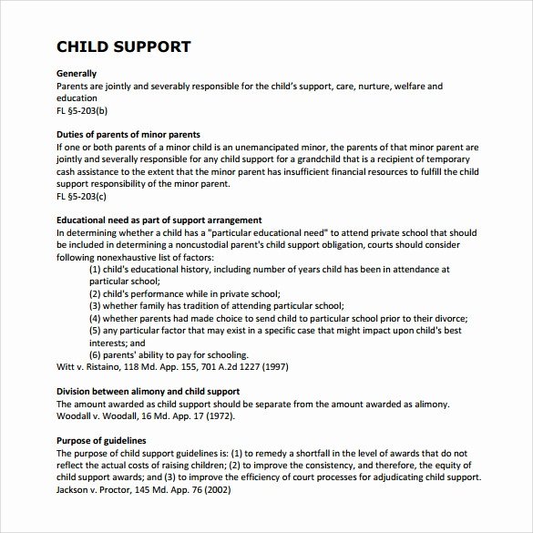 Voluntary Support Agreement Parents