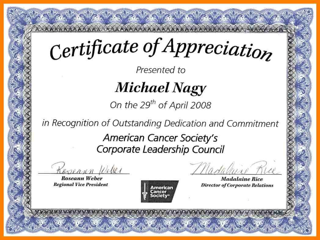 Certificate Appreciation Wording
