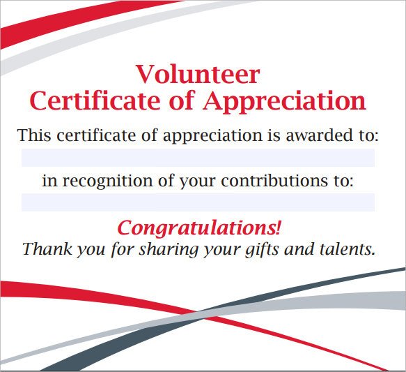 Sample Volunteer Certificate Template 13 Documents in