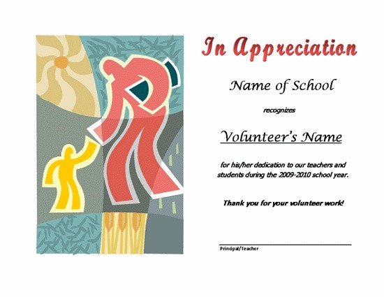 Thank You Certificates For Volunteers