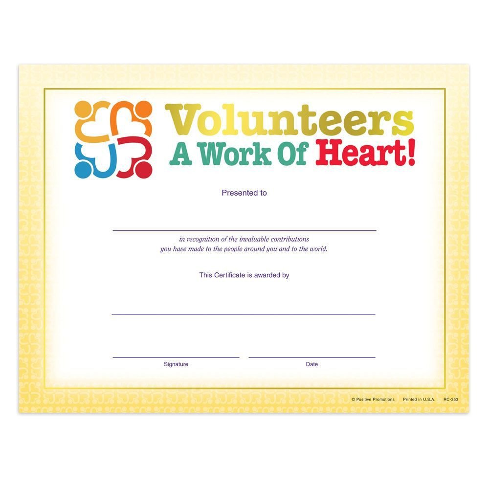 Volunteers A Work Heart Gold Foil Stamped Recognition