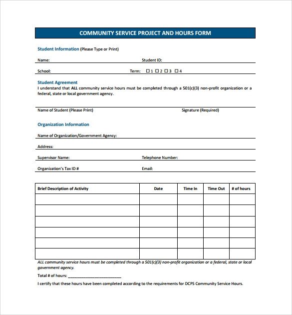 Sample Service Hour Form 13 Download Free Documents in