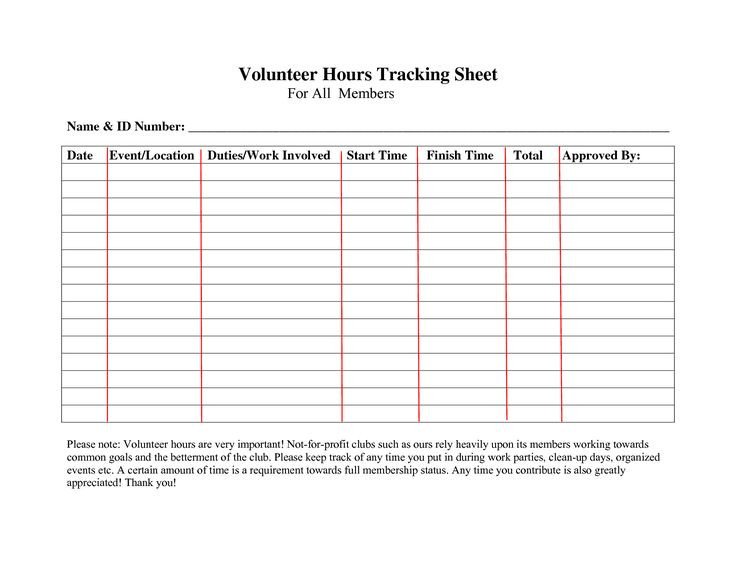 Volunteer Hours Log Sheet Template forms