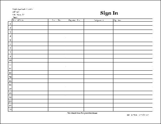 Free Easy Copy Basic pany Volunteer Sign In Sheet with