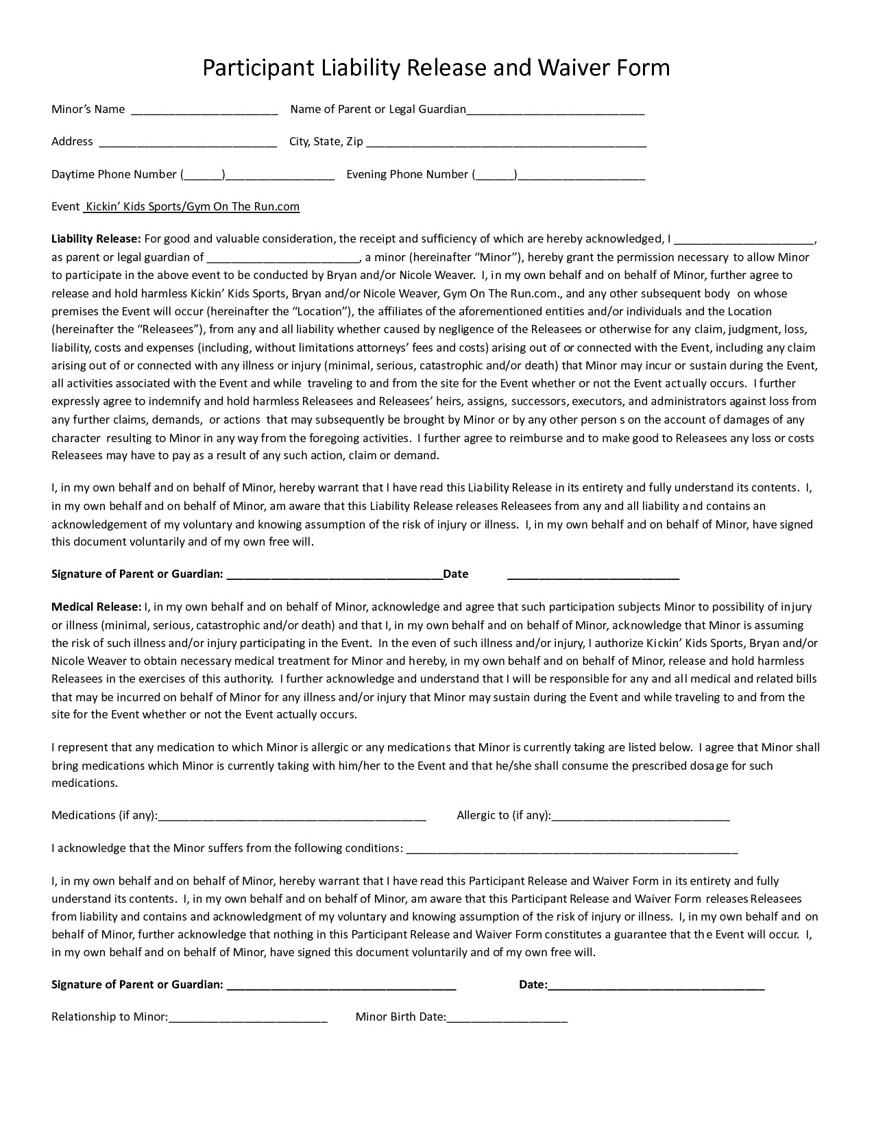 24 of Sports Liability Waiver Form Template