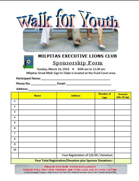Walk for Youth 2014 Sponsorship form