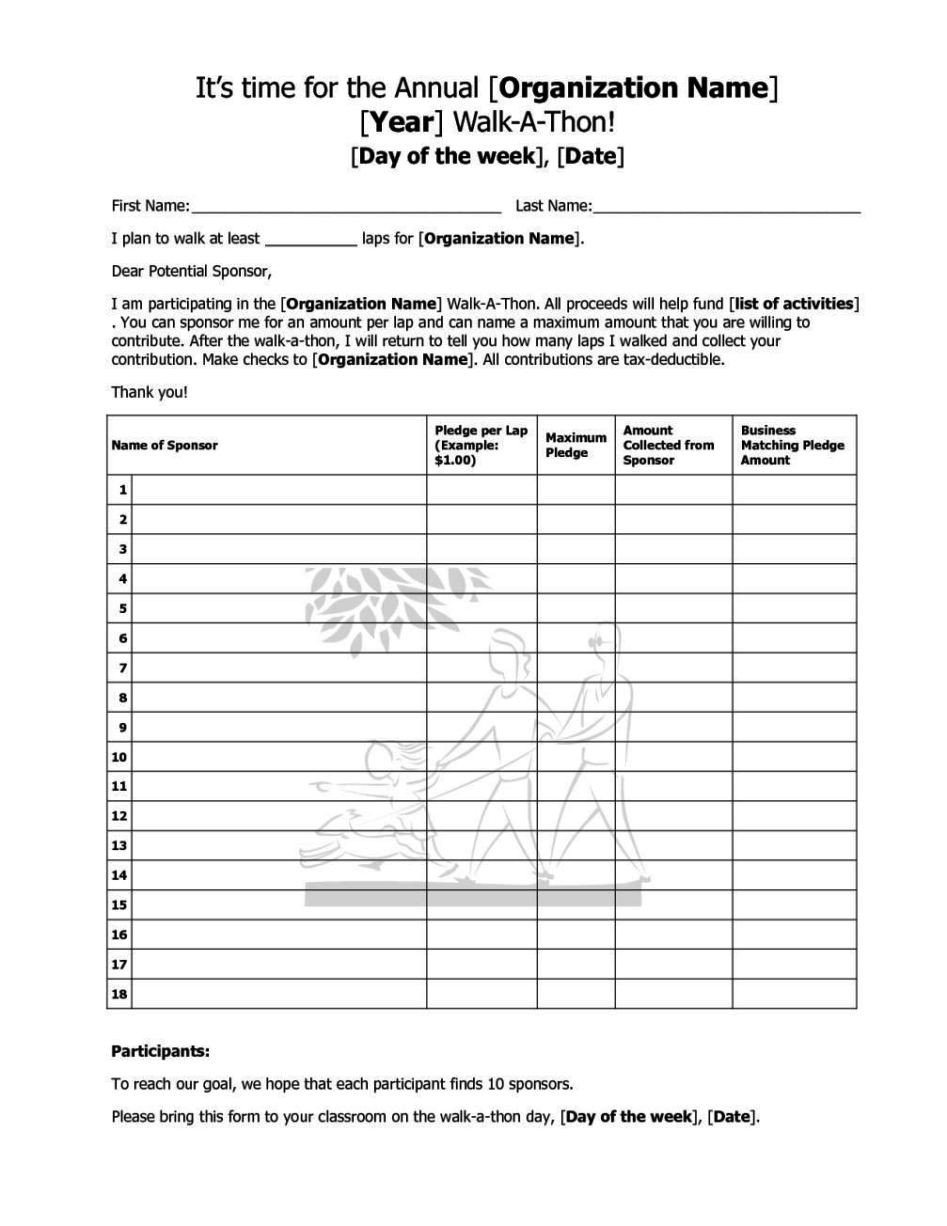 Walkathon Registration Form Template SampleTemplatess