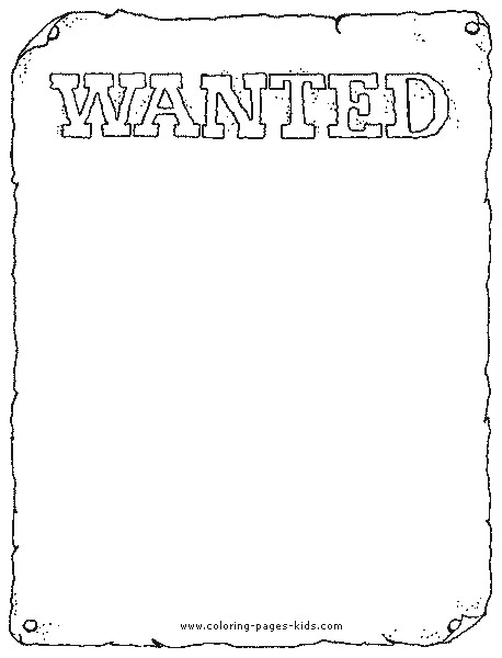 Wanted poster color page coloring pages color plate