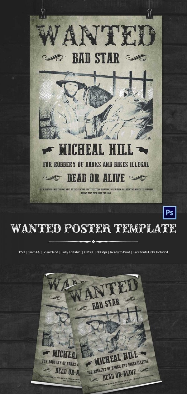Wanted Poster Template 34 Free Printable Word PSD