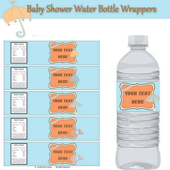 Baby shower elefant Party Water Bottle Llabel Wrappers