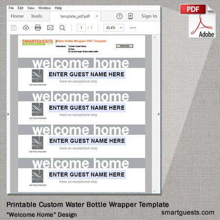 Printable Custom Water Bottle Wrapper PDF Template Print