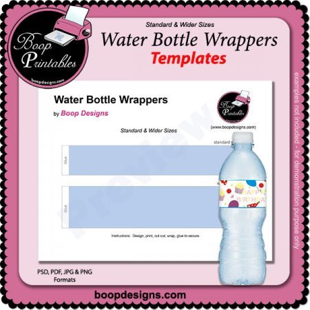 Water Bottle Wrapper TEMPLATE by Boop Printable Designs