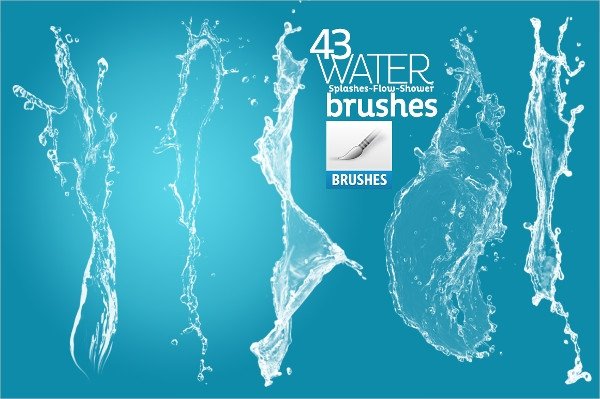 16 Water Splash Brushes Free PSD ABR EPS Format