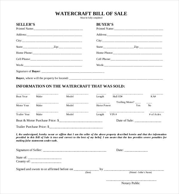 FREE 15 Sample Boat Bill of Sale Forms in PDF