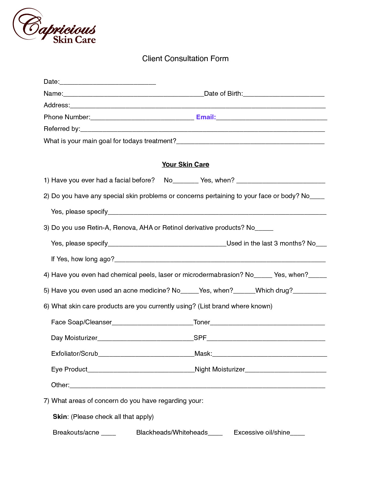 image chemical peel consultation form