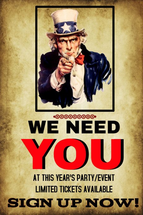 Party or Event We Need You template