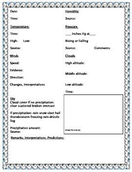 Template for weather observation journal by andrea berman
